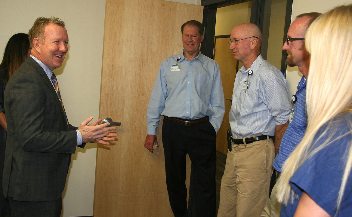 &lt;p&gt;Greg Nordfelt, far left, thanks Kootenai Health CEO Jon Ness, second from left, Chief Medical Officer Walt Fairfax, Critical Care Director Todd Putren and Nurse Chauntae Peterson on Monday at the hospital. Nordfelt returned to Kootenai on the five-year anniversary of his motorcycle crash that caused brain trauma.&lt;/p&gt;