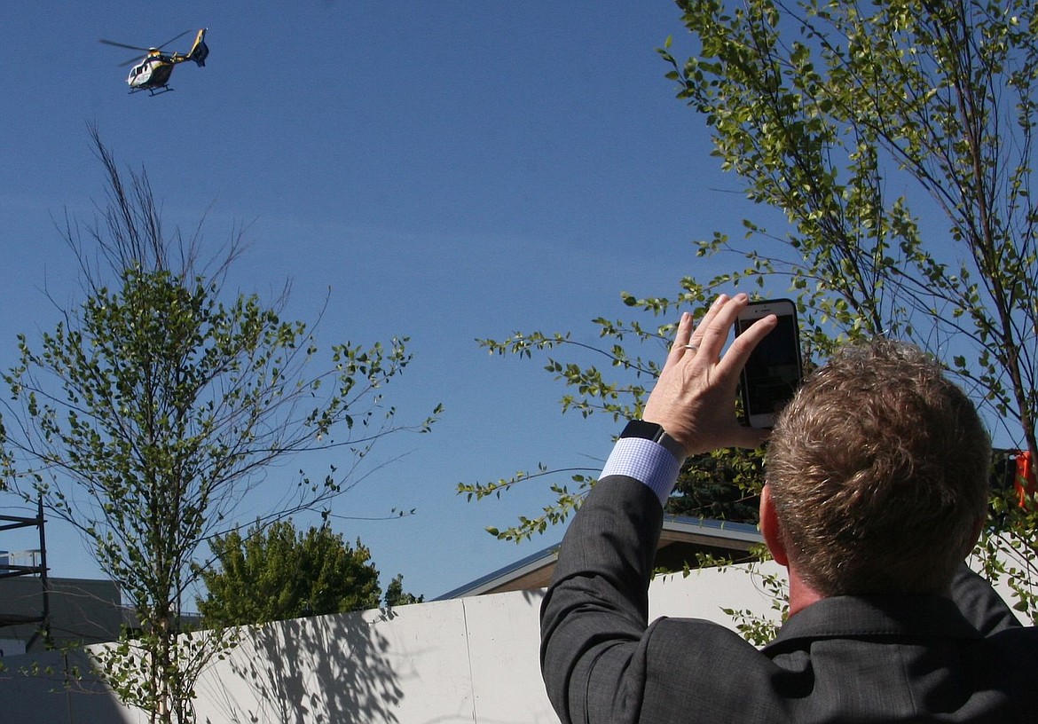 &lt;p&gt;Greg Norfelt takes a photo of the Life Flight helicopter as it lands at Kootenai Health on Monday. Norfelt was transported to the hospital in a similar helicopter five years ago after a motorcycle crash on U.S. 95 south of Desmet.&lt;/p&gt;