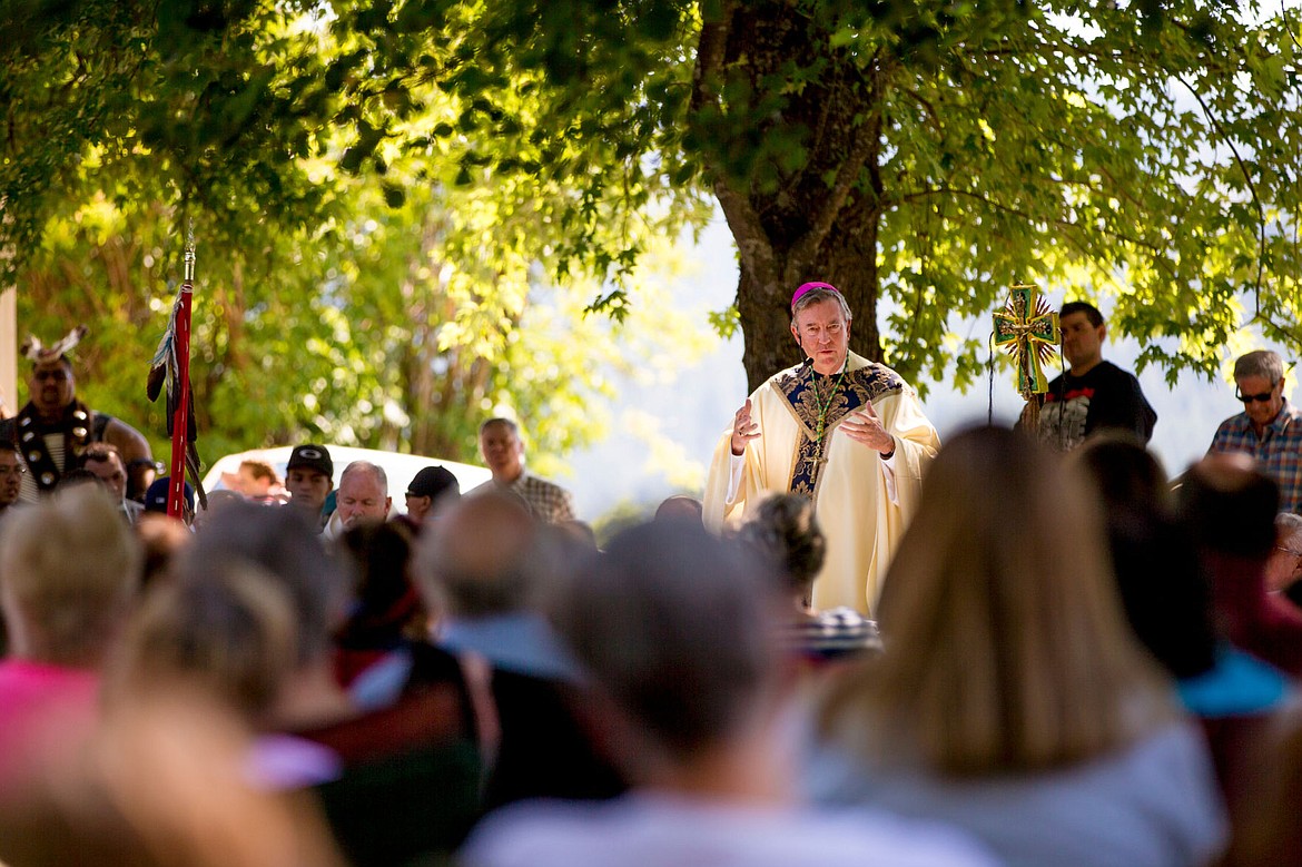 &lt;p&gt;Diocese of Boise Bishop Peter Christensen leads mass at the Coeur d'Alene Tribe's 82nd annual Cataldo Pilgrimage on Monday at Old Mission State Park. The Catholic mass was attended by more than 900 people.&lt;/p&gt;