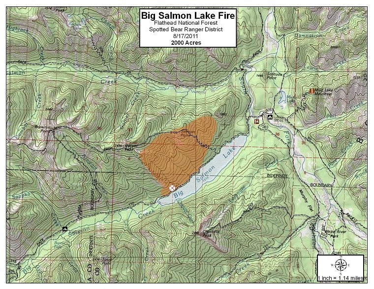 &lt;p&gt;This map shows the area covered by the Big Salmon Fire as of
Thursday, when it was estimated at 2,000 acres.&lt;/p&gt;