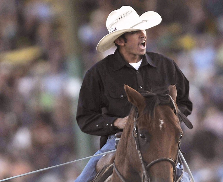 &lt;p&gt;Frank Billy of Box Elder shouts as he tightens his rope during the team roping competition Thursday night at the Northwest Montana Fair PRCA Rodeo at the Flathead County Fairgrounds. Billy and his partner Mark Cassel of Shelby posted no time.&lt;/p&gt;&lt;p&gt;&lt;/p&gt;