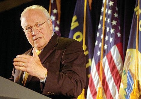 Vice President Dick Cheney speaks Wednesday during a fundraiser for Sen. Conrad Burns, R-Mont., in Whitefish. About 160 paying guests attended the luncheon event. Chris Jordan/Daily Inter Lake