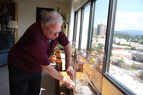 &lt;p&gt;Don Sausser points out where his canary was found dead in its cage after being attacked by an owl that entered his home in the middle of the night. The other canary was slightly injured but survived.&lt;/p&gt;