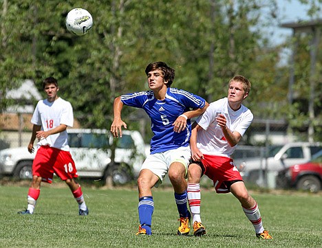 &lt;p&gt;Dillon Dunteman, left, of Coeur d'Alene eyes the ball as Anthony Fox of Sandpoint defends during Saturday's high school boys soccer season opener at Sandpoint.&lt;/p&gt;