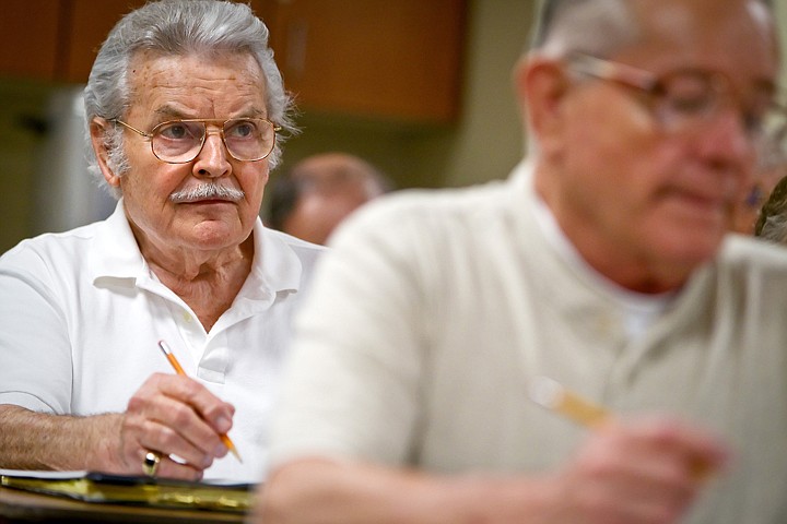 &lt;p&gt;JEROME A. POLLOS/Press Alfred Metz listens to an instructor talk about right-of-ways Friday during an AARP Driver Safety classes in Coeur d'Alene. The eight-hour, two-day program is offered about once a month in Coeur d&lt;/p&gt;