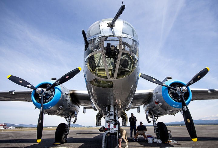 &lt;p&gt;The 1944 &quot;Maid in the Shade&quot; B-25 war plane is parked at the Coeur d'Alene Airport on Thursday, Aug. 18, 2016, where it'll be throughout the weekend. With a 67.5 foot wingspan and a length of 52 feet, 11 inches, the war plane has a top speed of 275 miles-per-hour and can carry a crew of six. The plane flew 15 combat missions over Italy in late 1944, mostly targeting railway bridges.&lt;/p&gt;