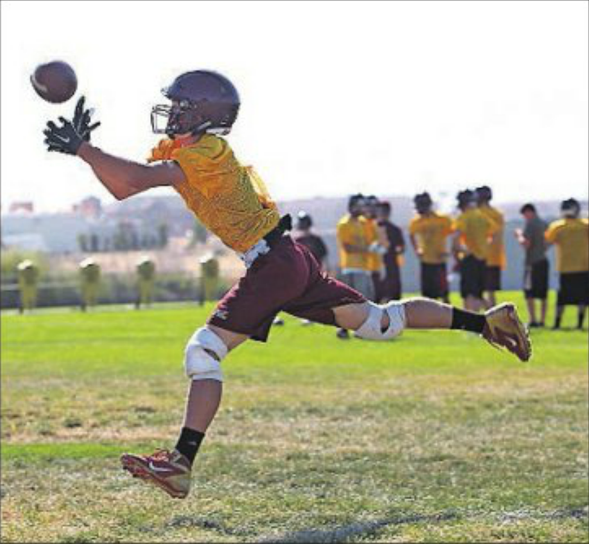 A Moses Lake receiver lays out for a pass.