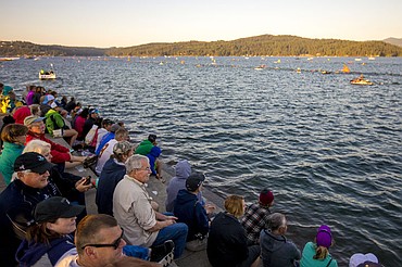 <p>More than 1,300 athletes from around the world gathered on Coeur d'Alene's City Beach on the morning of August 21, 2016 for the start of the 14th annual Ironman Coeur d'Alene triathlon. Participants were challenged to a 2.4-mile open water swim in Lake Coeur d'Alene, followed by a 122-mile bike ride and finishing the race with a 26.2-mile run. Thousands of spectators cheered on the athletes as they raced through the 94-degree weather for the event. To purchase photo, please visit www.cdapress.com/photos</p>