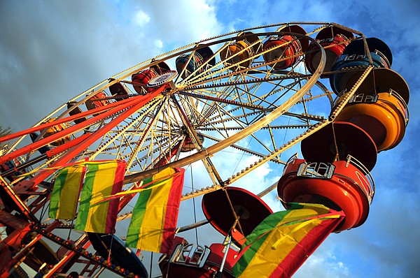 The ferris wheel catches the late evening light on Wednesday at the Northwest Montana Fair.