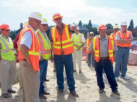 ITD Deputy Director Scott Stokes (in foreground at left) and District 1 Engineer Ken Sorensen (pointing) updates members of the Idaho Transportation Board on Sand Creek Byway progress on Wednesday. (Photo courtesy IDAHO TRANSPORTATION DEPARTMENT)