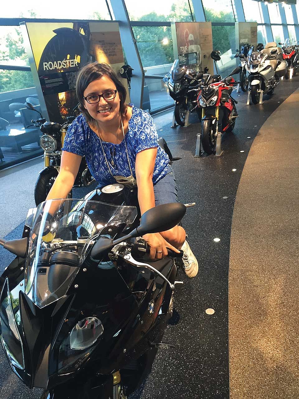 I couldn't help myself. I had to pretend to test drive a BMW motorcycle.