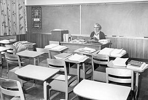 &lt;p&gt;Back to School Mrs. Margaret Church, Libby High School English instructor, is shown here seated at her desk in the new high school building preparing for the first day of school. Photo from the Sept. 10, 1964, files of The Western News.&lt;/p&gt;