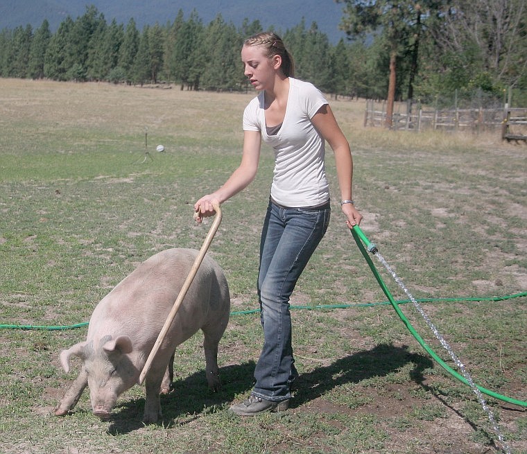 &lt;p&gt;&lt;strong&gt;Mahala Sweet, 15, prepares to wash her pig and leads it with a cane to the chute.&lt;/strong&gt;&lt;/p&gt;
&lt;div&gt;&lt;strong&gt;&lt;br /&gt;&lt;/strong&gt;&lt;/div&gt;