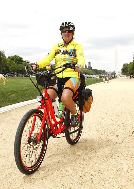 &lt;p&gt;Cathy Rogers, 57, the first person to ride an electric bike across the United States, arrives Saturday, August 2 in Washington D.C.&lt;/p&gt;