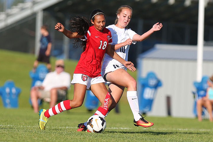 &lt;p&gt;JAKE PARRISH/Press Sandpoint sophomore Yeo Yarnell (18) battles for the ball with Haley Gordon of Lake City on Tuesday at Lake City High School.&lt;/p&gt;