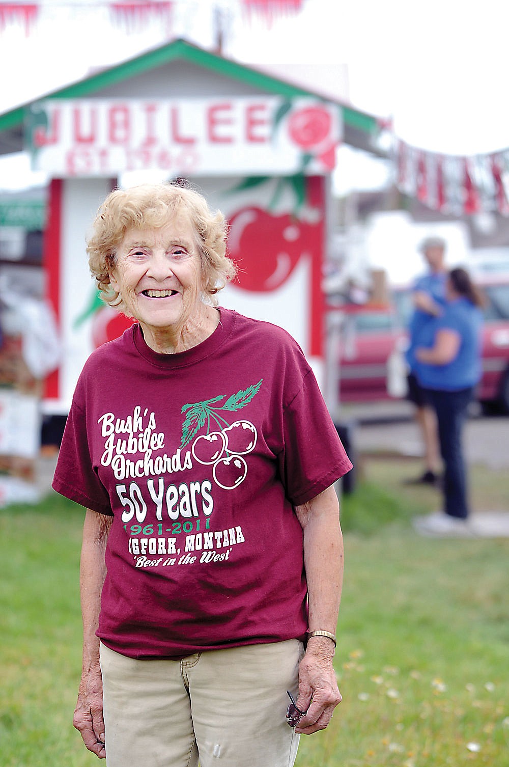 &lt;p&gt;Clarice Bush of Bush's Jubilee Orchards in Bigfork outside her cherry stand on Wednesday, August 20, in Lakeside. (Brenda Ahearn/Daily Inter Lake)&lt;/p&gt;