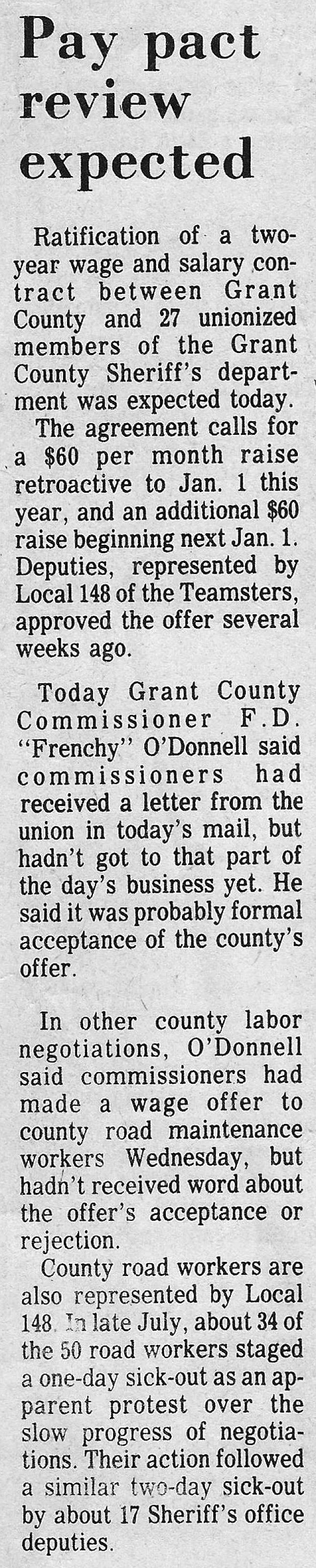 From the Sept. 18, 1978 edition of the CBH. Pay pact review expected.