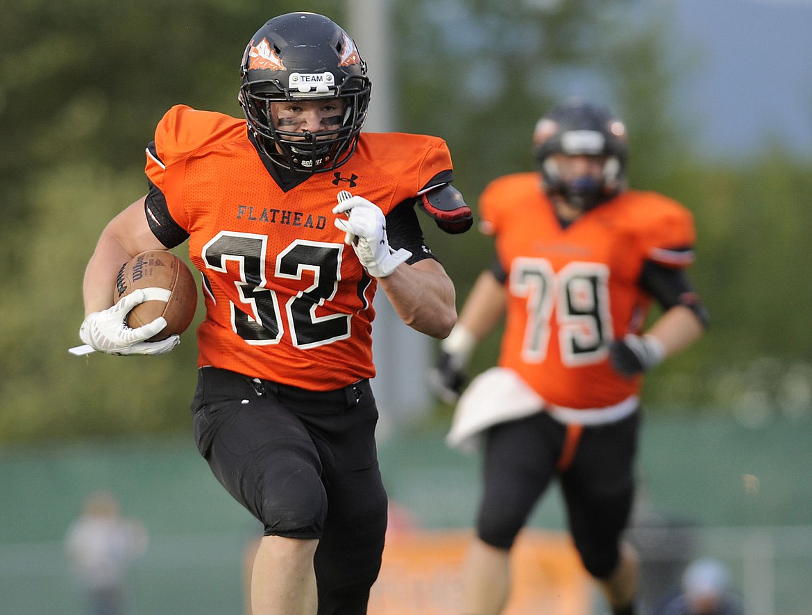 &lt;p&gt;Flathead running back Josh McCracken speeds down the sideline during the Braves' 13-12 victory over the Great Falls Bison at Legends Stadium on Friday, Aug. 29, 2014. (Aaric Bryan/Daily Inter Lake)&lt;/p&gt;