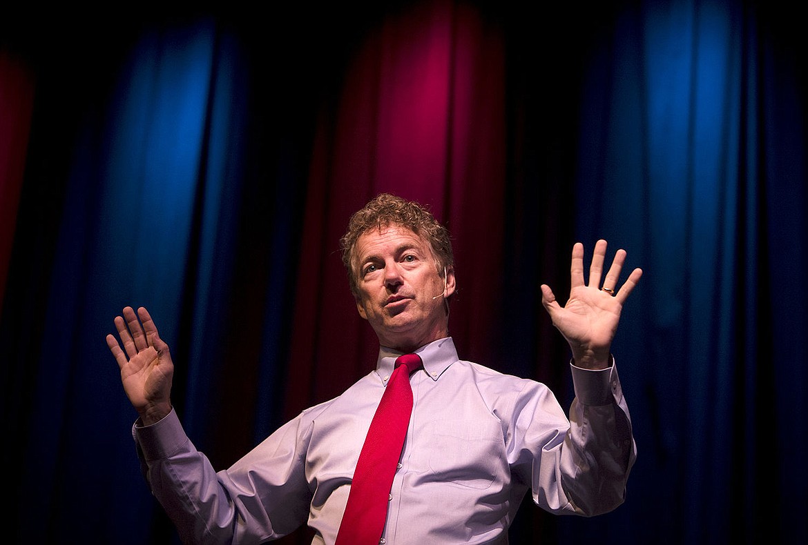 &lt;p&gt;Presidential hopeful Rand Paul delivers his views on taxes and military Wednesday at a rally at North Idaho College.&lt;/p&gt;