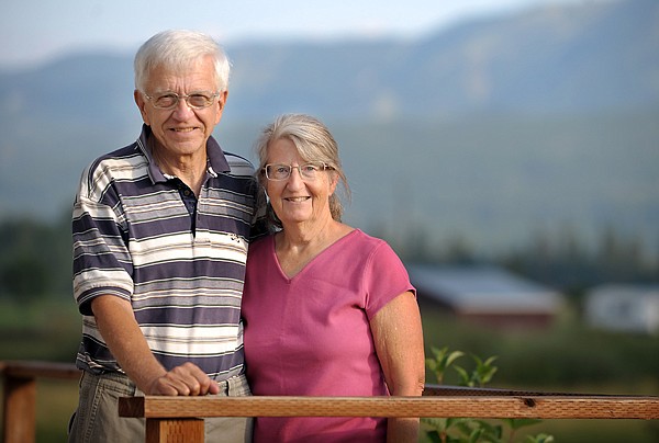 <p>Don and Ruth Slabaugh outside their home in Whitefish on Wednesday.</p>