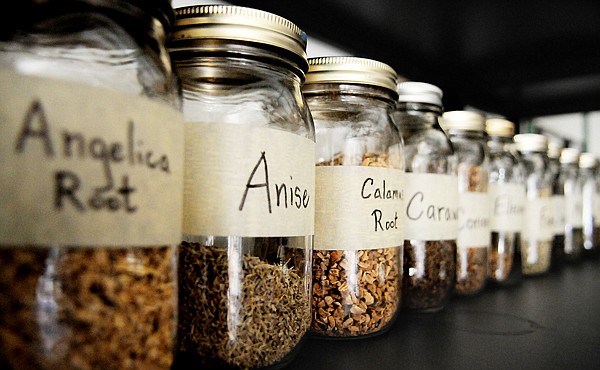 Jars of spices line the counters at the Ridge Distillery on Thursday near Smith Valley. Anise is one of the herbs used in flavoring their absinthe.