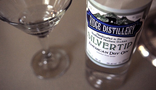 Detail of Ridge Distillery Silver Tip, an American dry gin.