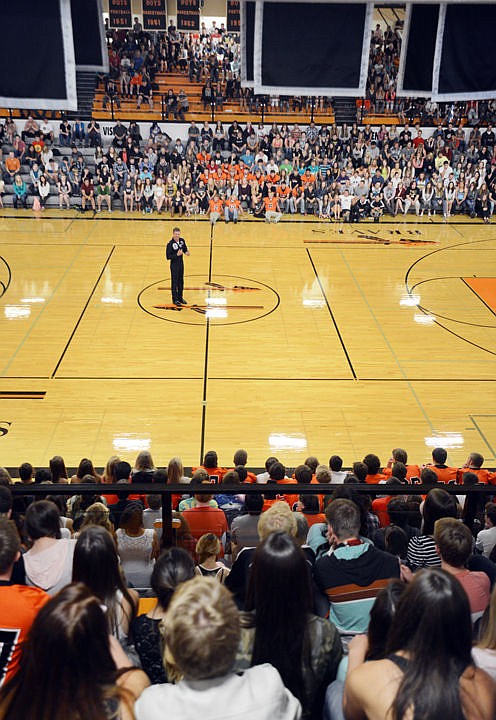 &lt;p&gt;United States Air Force Major Jason Curtis addresses the students on Friday.&lt;/p&gt;