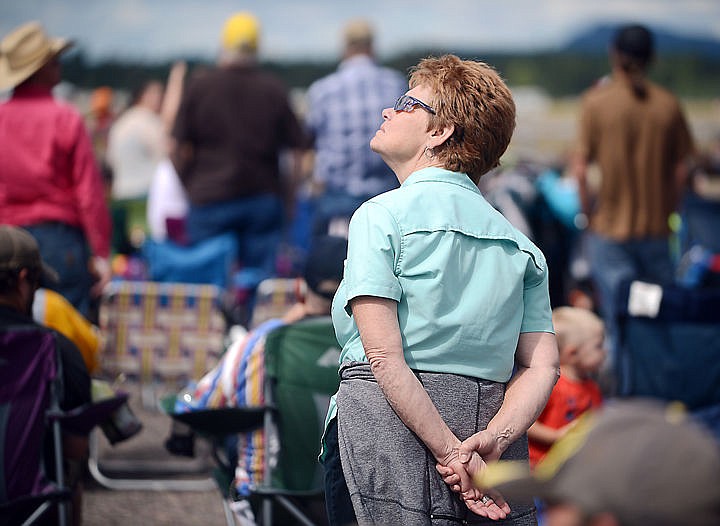 &lt;p&gt;Louise Aegerter of Shelby, Montana watches the sky on Saturday, August 30 at the Mountain Madness Air Show. (Brenda Ahearn/Daily Inter Lake)&lt;/p&gt;