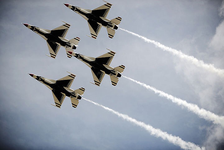 &lt;p&gt;The Thunderbirds fly over the crowd in diamond formation on Saturday, August 30 at the Mountain Madness Air Show. (Brenda Ahearn/Daily Inter Lake)&lt;/p&gt;