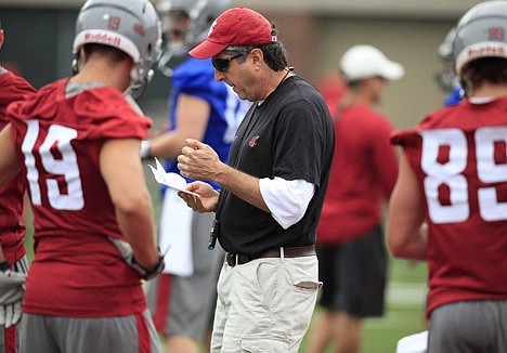 &lt;p&gt;In this photo taken Thursday, Aug. 2, 2012, Washington State head coach Mike Leach checks his plan during the opening day of NCAA college football practice at Rogers Field in Pullman, Wash. Washington State opens the 2012 season, the first under new head coach Mike Leach, Thursday, Aug. 30, 2012, against BYU in Provo, Utah. (AP Photo/Moscow-Pullman Daily News, Dean Hare)&lt;/p&gt;