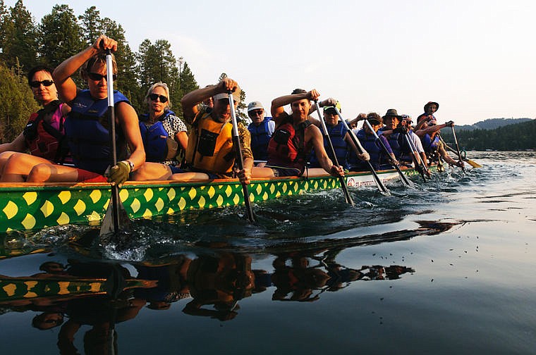 &lt;p&gt;Team Flathead DragonFlies paddles back to the dock Wednesday evening after a dragon-boat practice in Somers Bay on Flathead Lake. The Flathead DragonFlies is a new team formed from members of last year&#146;s Kalispell Lions team. The team recently competed in its first international race in Lethbridge, Alberta, and placed third.&lt;/p&gt;