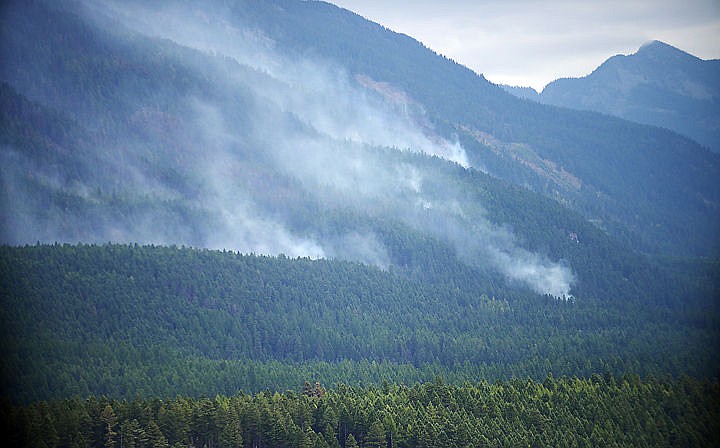&lt;p&gt;Smoke rises from the Marston fire on Monday afternoon, August 31, east of Fortine. The Marston fire covers 6,700 acres.&lt;/p&gt;