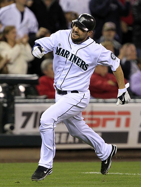 &lt;p&gt;Seattle's Casey Kotchman runs toward home on a single by Josh Wilson in the eighth inning Tuesday night. The Mariners beat the visiting Los Angeles Angels 3-1.&lt;/p&gt;