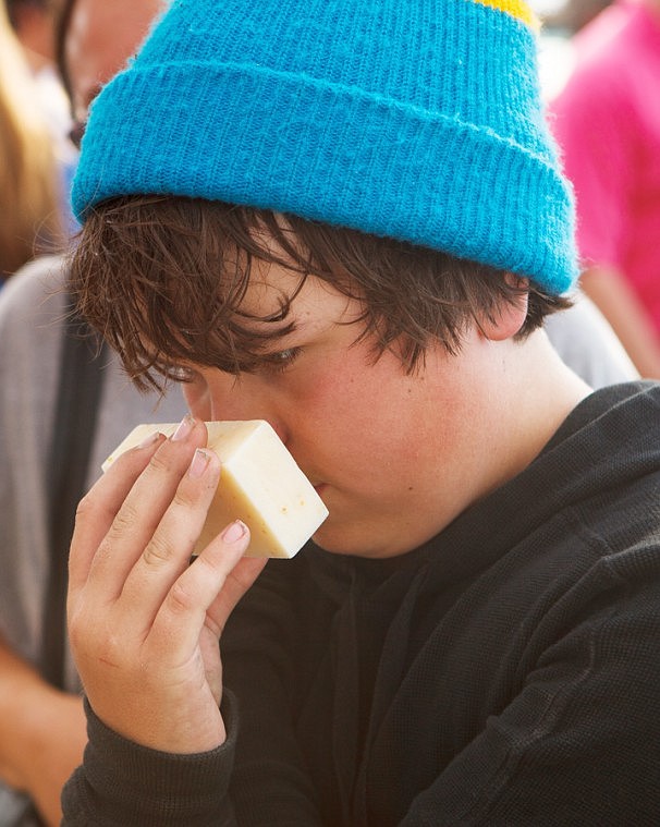 <p>Patrick Cote/Daily Inter Lake Eric Reed of Whitefish smells a bar of Amalgamated Sope Tuesday afternoon during the Whitefish Farmers' Market. Tuesday, Aug. 28, 2012 in Whitefish, Montana.</p>