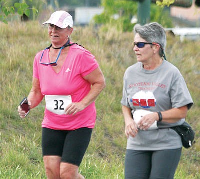 &lt;p&gt;Juli Hopfer, left, and Marci Collins during the running portion of Run, Paddle, Pedal 2016. (Seaborn Larson/The Western News)&lt;/p&gt;