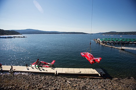 &lt;p&gt;The FEDCO hydroplane is lowered into the lake near the pit dock prior to Sunday's racing action.&lt;/p&gt;