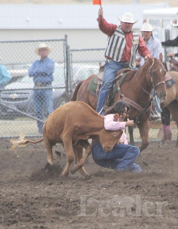 &lt;p&gt;Otys Little Mustache of Brocket, Alberta wrestles a steer.&lt;/p&gt;