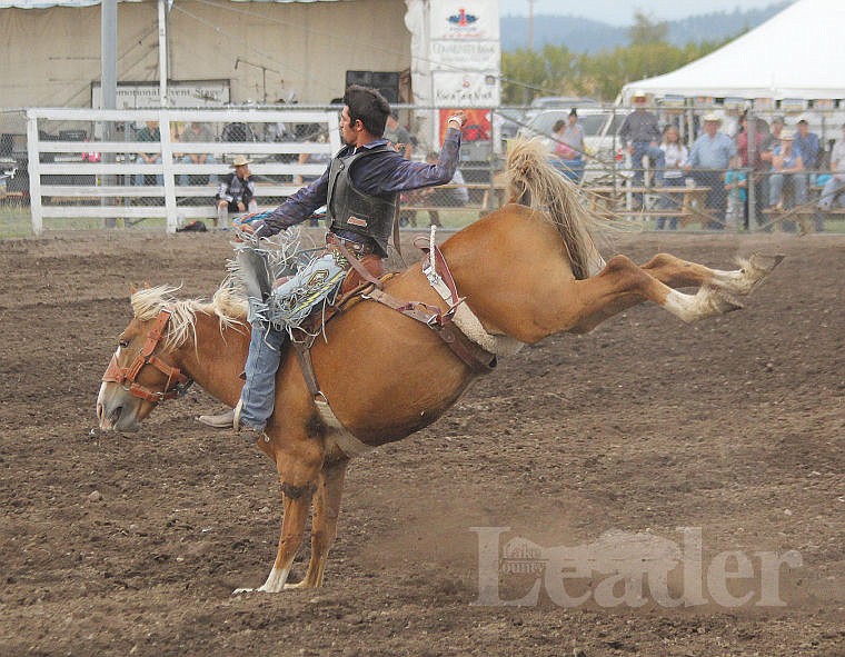 &lt;p&gt;Saddle bronc champion Fran Marchand of Omak, Wash. hangs on as his bronco kicks during preliminary-round action.&lt;/p&gt;&lt;div&gt;&#160;&lt;/div&gt;