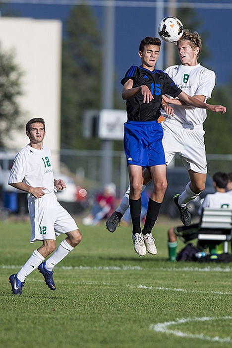 &lt;p&gt;Lakeland&#146;s David Moruzzi, left, watches Coeur d&#146;Alene&#146;s Gabe Nazemi, center, and Daniel McDevitt battle for the ball Wednesday at Lakeland High School.&lt;/p&gt;