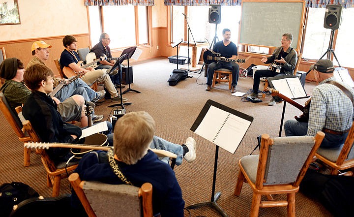 &lt;p&gt;&lt;strong&gt;James Hogan&lt;/strong&gt; and Jon Herington talk with students in the Beyond Blues class as they prepare to break for lunch on Monday morning at the Seventh Annual Crown Guitar Workshop at the Flathead Lake Lodge. (Brenda Ahearn/Daily Inter Lake)&lt;/p&gt;