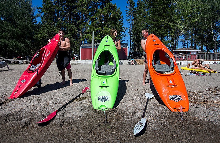 &lt;p&gt;TESS FREEMAN/Press&lt;/p&gt;&lt;p&gt;From left: Gabriel Johnson, Karl Haakenson, and Jens Kuetemeyer of Coeur d&#146;Alene let the water out of their kayaks during an NIC Outdoor Pursuits kayak class on Wednesday afternoon. North Idaho College welcomed students back with various activities during Week of Welcome.&lt;/p&gt;