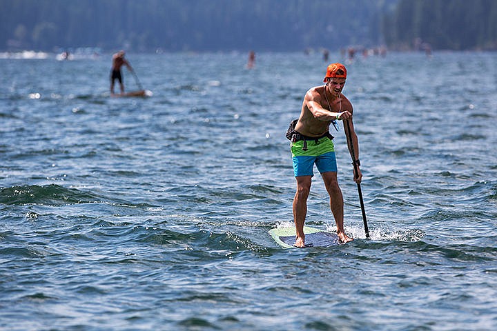 &lt;p&gt;TESS FREEMAN/Press&lt;/p&gt;&lt;p&gt;Spencer Slaven-Lazzar paddles towards the finish line of the five mile race in the Coeur d&#146;Alene Stand-up Paddle Board Cup. Slaven-Lazzar finished first with a time of 55 minutes and 58 seconds.&lt;/p&gt;