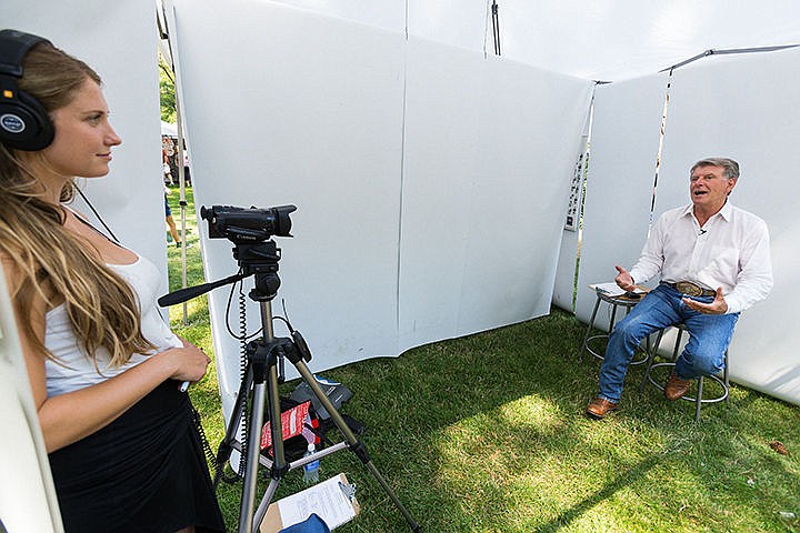 &lt;p&gt;SHAWN GUST/Press&lt;/p&gt;&lt;p&gt;Idaho Gov. Butch Otter responds to interview questions from Lauren Sanders during a stop at the storycatcher project booth at Art on the Green on the North Idaho College campus Friday in Coeur d&#146;Alene.&lt;/p&gt;