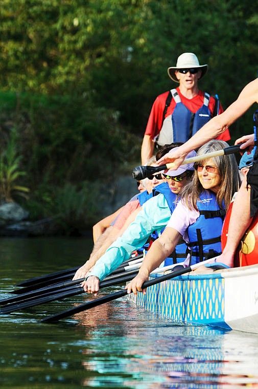 &lt;p&gt;Paddlers on the Major Threat team steady their boat Aug. 28 during a dragon boat practice in Somers Bay on Flathead Lake. The Montana Dragon Boat Festival takes place Saturday and Sunday at Flathead Lake Lodge.&lt;/p&gt;