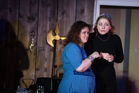 &lt;p&gt;Psychic, Helga Ten Dorp, played by Josette Holland, left, shares an ominous vision with Myra Bruhl, played by Angela Carlson, after Myra witnessed a murder in Deathtrap, a play directed by Steve Kane and Loretta Underwood.&lt;/p&gt;