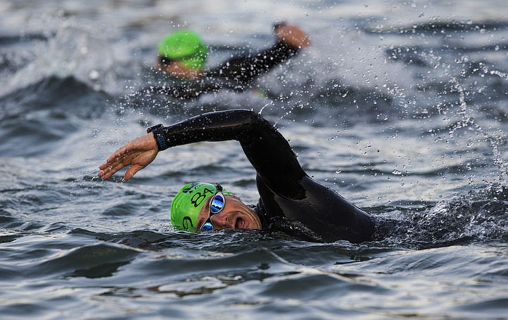 &lt;p&gt;Michael Villane, of Little Silver, NJ., inhales as he swims in the waters of Lake Coeur d'Alene during Ironman Coeur d'Alene's first swim leg on Sunday.&lt;/p&gt;
