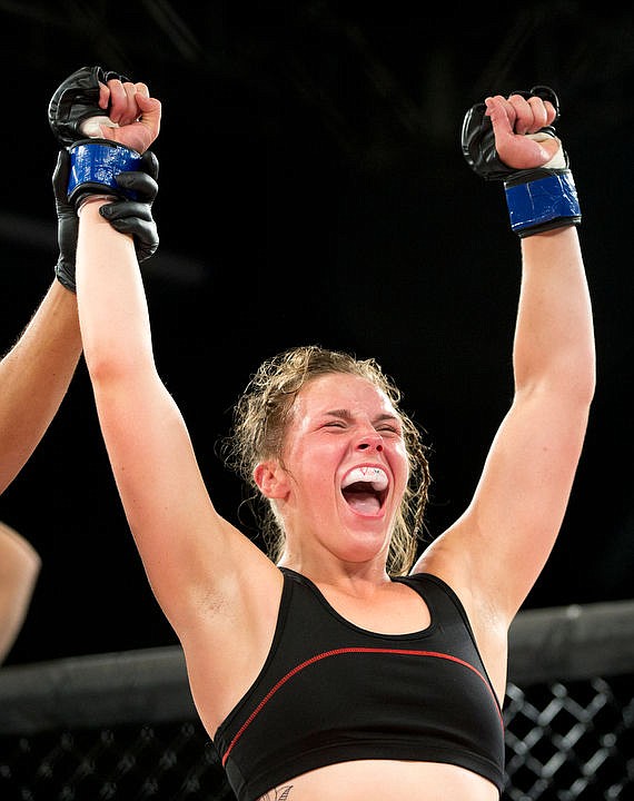 &lt;p&gt;Coeur d'Alene's Gillian Noll lets out a celebratory scream as she is named the victor over Kelly Clayton in the 135 pound MMA bout at King of the Kage on Thursday at the Coeur d'Alene Casino Resort.&lt;/p&gt;