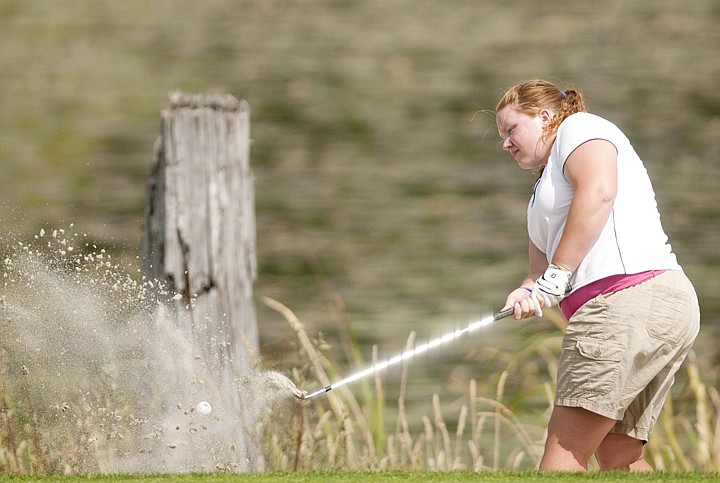 &lt;p&gt;Jourdan McFarland, senior at Flathead High School, hits out of
the sand during the Flatfish Invitational on Monday afternoon at
Whitefish Lake Golf Club.&lt;/p&gt;