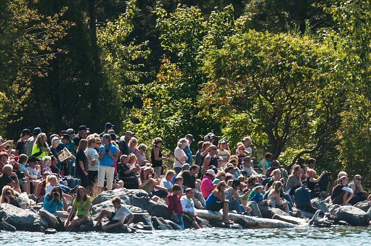 &lt;p&gt;Patrick Cote/Daily Inter Lake A crowd lines the shore at Flathead Lake Lodge on Saturday afternoon to watch the Montana Dragon Boat on Flathead Lake. Saturday, Sept. 8, 2012 in Bigfork, Montana.&lt;/p&gt;