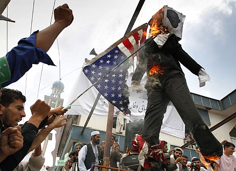 &lt;p&gt;Afghans burn an effigy of Dove World Outreach Center's pastor Terry Jones during a demonstration against the United States in Kabul, Afghanistan, on Monday.&lt;/p&gt;